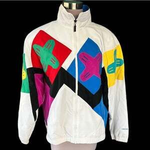NWOT Vintage 80’s Head Geometric Colorblocked Windbreaker Jacket Women’s Large